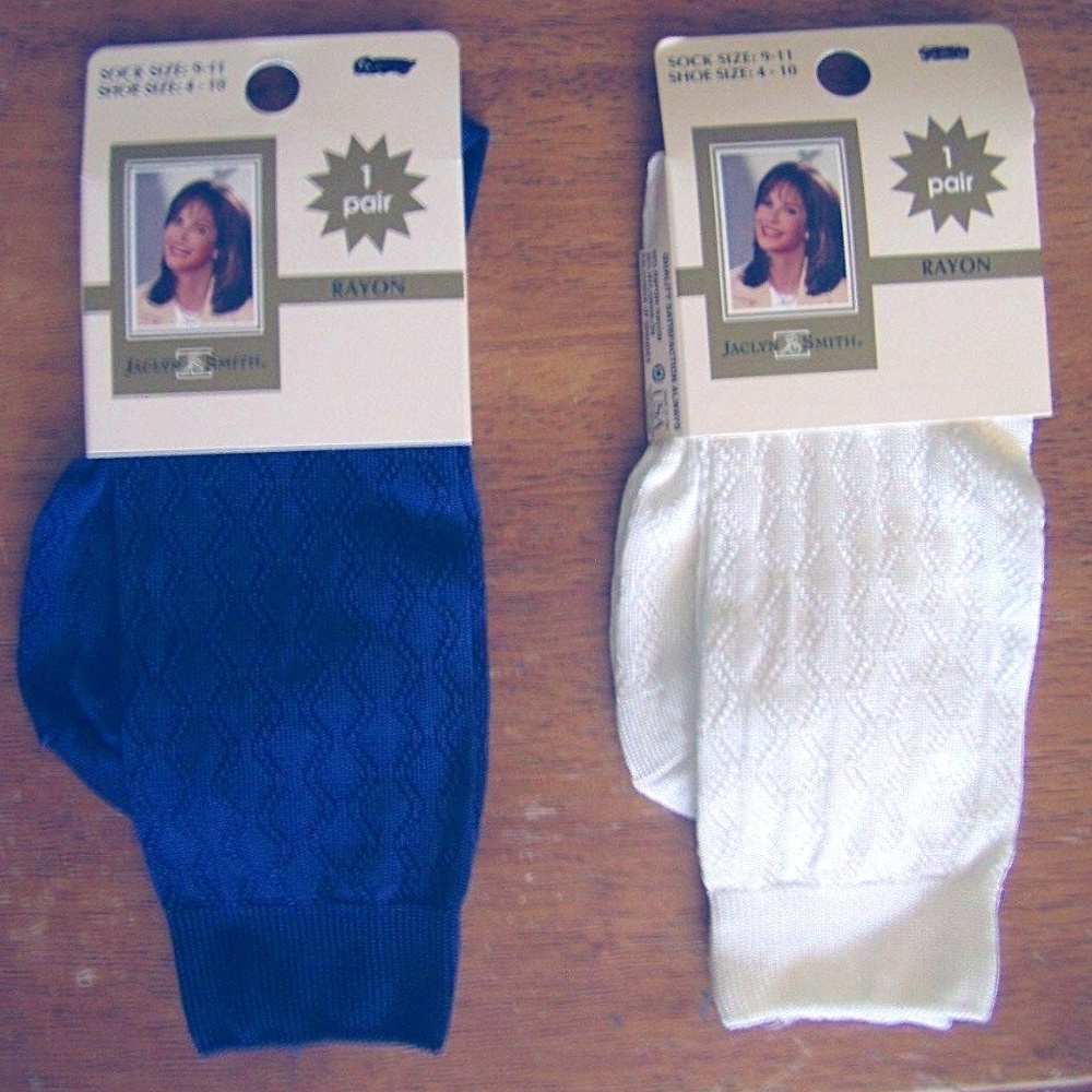 Vintage Rayon 2 Pairs Textured Soft Silky Dressy Socks